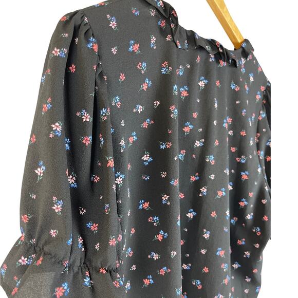 1. STATE Plus Size Ruffle Floral Print Button Front Puff Sleeves Blouse Size 1X - Picture 5 of 9